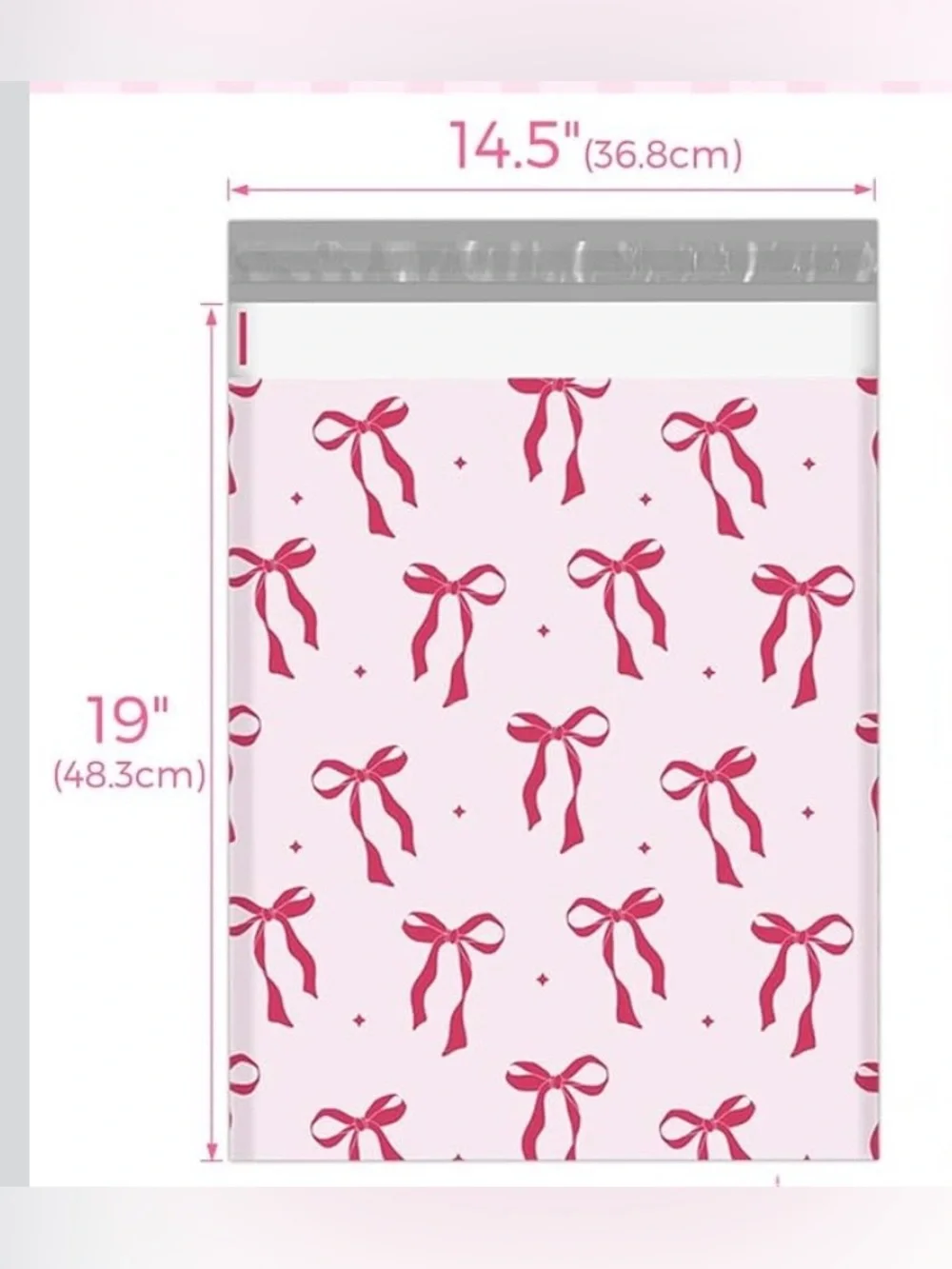 Fuxury Poly Mailers 14.5x19 Inch 10 Pcs- Pink Bows Polymailers New - Picture 2 of 5